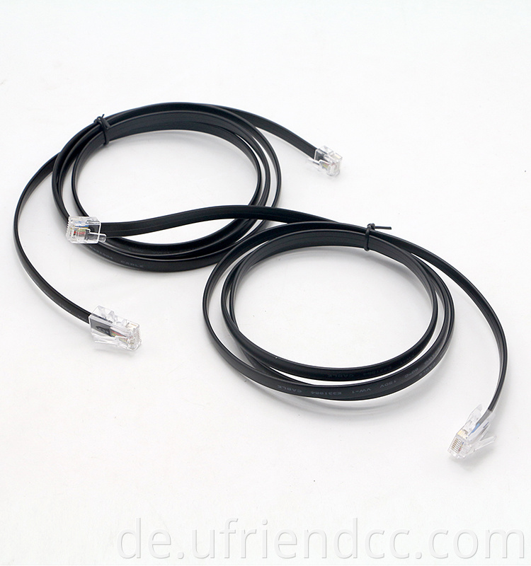 PVC Flat 4Cores RJ45 8p8c zu RJ11 6p4c Kabel für Telefon hohe Qualität schwarzer Telefonkabel männlich bis männlich 30 cm/1m/2m/3m CE rhos